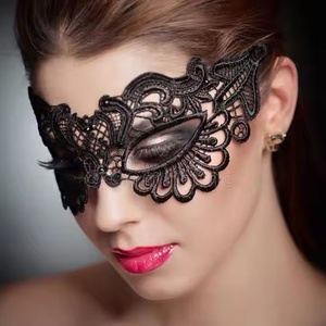 Vente chaude Soluble Dans L'eau Dentelle-facial-masque Lait Soie Noir Blanc Dentelle Visage Feuille Mascarade Masque De Fête - Product Image 6