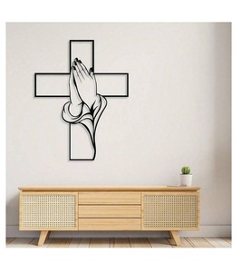 Handcrafted Metal <b>Wall</b> Cross <b>Art</b> Sculpture For Religious Home Office Or Church Rustic <b>Wall</b> Decorations From Indian Supplier - Product Image 2