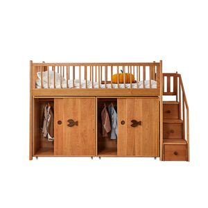 Cama Moderna Convertible HONGAO de Madera Maciza para Dormitorio Infantil, Media Altura, con <span class=keywords><strong>Armario</strong></span> Integrado de 1.2m para Niños y Niñas de 2 a 4 Años - Product Image 5