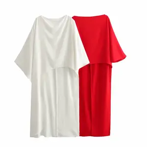 TAOP & ZA 2023 autunno nuovo stile donna girocollo ampio e sottile semplice camicia asimmetrica Top 7627117