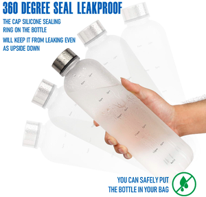 Bouteille d'eau motivante avec marqueur de temps, sans BPA, en plastique Tritan givré, étanche et résistante aux chutes, 1 litre, 32 OZ, pour la salle de sport - Product Image 3