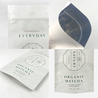 Bolsas Ziplock reutilizables con impresión personalizada directa de fábrica, bolsa con cierre de cremallera de pie para bolsa de paquete de polvo Matcha