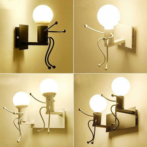 Lampada da Parete Moderna Creativa a Forma di Omino Cartoon, Piccola Decorazione Artistica in Ferro per Camera da Letto, Luce LED per Soggiorno 3000K Luce Calda - Product Image 2