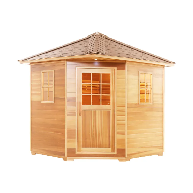 Hot Menjual Kayu Tradisional Sauna Spa Luar Ruangan Basah Steam Sauna Room 4-6 Orang