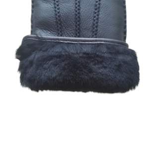 Venta al por mayor Mujeres Hombres Piel de oveja Cordero Guantes de piel de oveja Cuero australiano Invierno Negro Dedo completo Guantes de costura a mano - Product Image 5