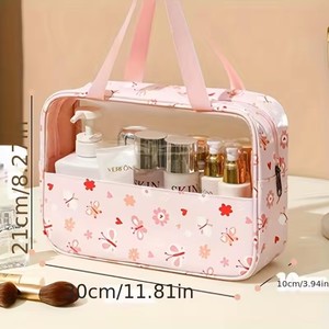 Bolsa de cosméticos transparente con estampado, impermeable, portátil, de gran capacidad, para baño, viaje, 1 ud. - Product Image 2