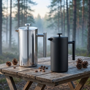 Black 304 Food Grade Stainless Steel Double Wall Insulated French Press Replacement Filter Screen <b>Coffee</b> <b>Maker</b> Press - Product Image 1