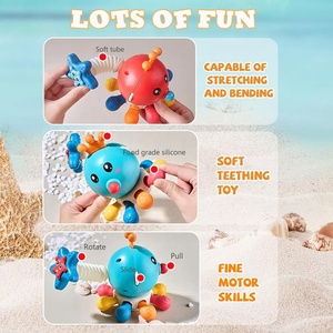 Jouet Montessori pour bébé : Cube sensoriel interactif, poulpe à tirer et à tourner, jouet de dentition, pour développer la motricité <span class=keywords><strong>fine</strong></span> et l'apprentissage des nourrissons - Product Image 5