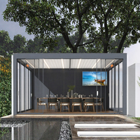 Pergola en aluminium sur mesure type 180, toit à lames rétractables, revêtement poudré, pavillon extérieur pour jardin et terrasse
