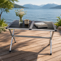 Table de camping pliante en aluminium de luxe réglable et enroulable, pieds en métal, table de pique-nique d'extérieur