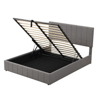 Cadre de lit plateforme en bois gris moderne pour chambre à coucher, tailles Queen et King, avec rangement relevable et tête de lit, pour la vente en gros