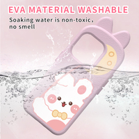 Eva casing ponsel anak-anak populer produk baru 2025 tidak beracun telinga kelinci lucu untuk iPhone 15 Pro casing penutup