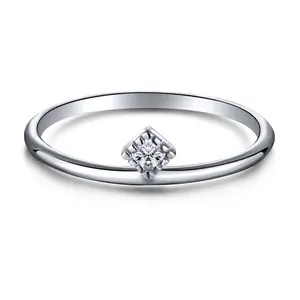 Dylam, базовое штабелируемое Стерлинговое Серебро 925 пробы, обручальное кольцо с высокополированным квадратным кубическим цирконием, маленькие кольца, серебряное кольцо в минималистическом стиле