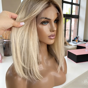 Peluca <span class=keywords><strong>de</strong></span> <span class=keywords><strong>Cabello</strong></span> Humano Remy Virgen con Cutícula Alineada - Peluca Frontal <span class=keywords><strong>de</strong></span> Encaje sin Pegamento con Reflejos Rubios Ceniza para <span class=keywords><strong>Mujer</strong></span> al por Mayor - Product Image 1