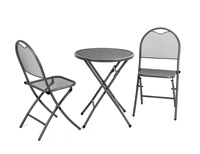 Grand patio Ensemble de bistro 3 pièces Ensembles de meubles d'extérieur pliants avec cadre en acier de qualité supérieure Design portable pour bistro et balcon
