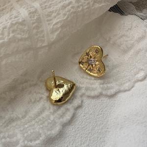 ต่างหูเงินแท้ S925 สไตล์มินิมอล หรูหราเบาๆ แบบฝรั่งเศส ยุโรป อเมริกา ดีไซน์วินเทจรูปหัวใจ ประดับดาว ทันสมัย - Product Image 5