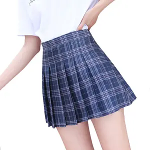 स्कर्ट स्कूल कोरियाई शैली प्लस आकार Suppliers-कोरियाई प्लस आकार स्प्रिंग समर सेक्सी उच्च कमर लघु फैशन कस्टम मिनी महिलाओं Pleated प्लेड ज़िप स्कर्ट