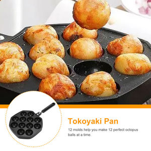 Takoyaki Maker Octopus Balls <strong>Grill</strong> <strong>Pan</strong> Non-stick Bread Toast Breakfast <strong>Frying</strong> <strong>Pan</strong> General Use for Gas and Induction Cooker - Product Image 5