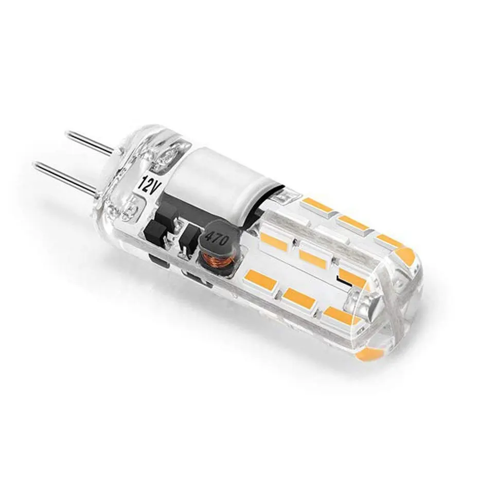 Mini lâmpada led g4 de silicone, 12v, 1.5w, ângulo de feixe 360, sem cintilação, para iluminação de cristal