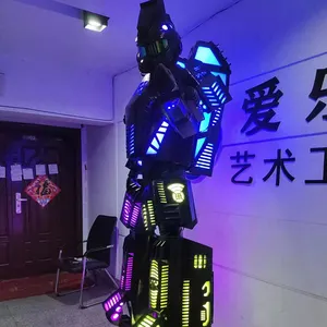 高品質のLedロボットダンスコスチュームRGBスティルトウォーカーLedロボットコスチュームナイトクラブ用大人の発光ロボットコスチューム