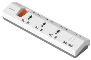 New Arrivals PRIMA Portable Travel <b>Power</b> Strip Overload Protector Compact Multiple <b>Socket</b> with 4 <b>USB</b> Fast Charge - Product Image 2