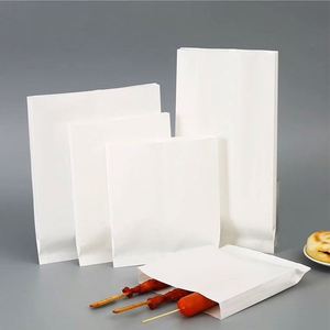 Impression flexographique, taille et motif personnalisés, sac en papier kraft blanc pour emballage alimentaire, sachet pour pop-corn - Product Image 1