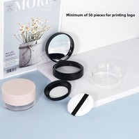 Prêt à expédier – Boîte d'échantillons de poudre libre 20g avec miroir et couvercle rabattable en maille élastique, emballage portable pour poudre fixante – En stock