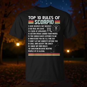 T-shirt avec les caractéristiques nutritionnelles des Scorpions pour octobre et novembre, avec le signe du zodiaque Scorpion - pour les promotions - Product Image 3