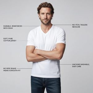 เสื้อยืดคอวีผู้ชาย FOXA แพ็ค 3 ตัว ผ้าฝ้ายพรีเมียม ทรงปกติ ใส่สบาย - Product Image 5