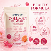 Gummies de collagène aux peptides saveur baies, 60 unités, complément beauté, emballage personnalisé, vente en gros avec vitamine C et calcium
