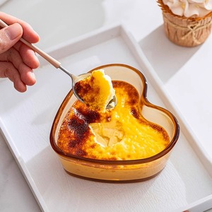 Bol en verre borosilicate épais en forme de cœur ambré, pour céréales, desserts, yaourts, vaisselle pour fêtes, usage adulte - Product Image 4