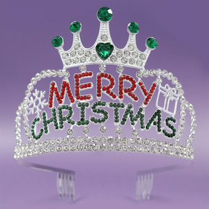 Feliz Navidad cristal Rhinestone aleación encantadora corona vacaciones decoración europea y americana lujo reina princesa Tiara - Product Image 6