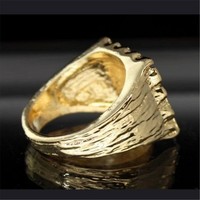 Modischer Schmuck Gold Geometrisches Quadrat Muster Ring Breite Version Business Ring für Männer