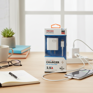 Caricabatterie da Muro 2-in-1 a Ricarica Rapida 2.5A con Doppia Porta USB-A e Type-C, Cavo USB a Micro V8V9 da 3 Piedi, Universale per Cellulari - Product Image 3