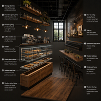 LED-Kaffeehaus-Vitrine Glasvitrine mit Abschließbaren Türen für Café Bäckerei Einzelhandelsgeschäft