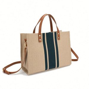 Bolso de Mano de Yute Natural Simple de Alta Calidad para Mujer, Bolso de Compras Ecológico - Product Image 1