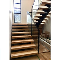 Mono Staircase with Straight Stair case Railing Wood Step