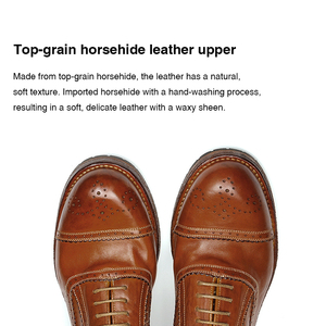 أحذية أكسفورد رجالية رسمية من الجلد الصلب برباط، مريحة وأنيقة بنعل جوديير ويلت من جلد الحصان، مناسبة للربيع والصيف - Product Image 3