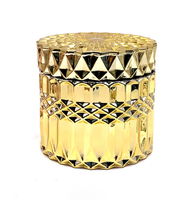 Pot à bougie en verre cristal unique avec récipient en or noir et couvercle pour la décoration de la maison pour Noël
