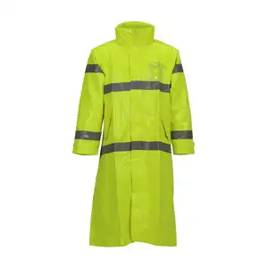 High Visibility Yellow Color Reflective Stripe Safety Clothing Workwear Long Coats