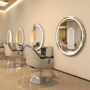 Miroir mural doré pleine longueur moderne avec éclairage, mobilier de station de coiffure pour salons de coiffure et salons de barbier - Product Image 5