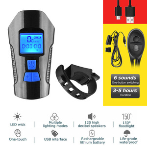 YOUME T6 自行车手电筒 4 种模式 USB 自行车灯带电脑喇叭塑料自行车前灯 - Product Image 4
