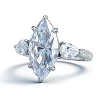 MuShan – bague en argent Sterling 925 pour femmes, bijoux de luxe, 5ct, 8x16mm, couleur D, diamant Moissanite, bague pour femmes, bijoux fins brevetés MST