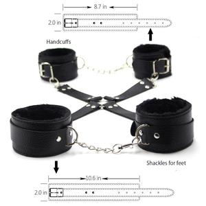 10PCS BDSM 구속 키트 - 부드러운 PU 결박 세트 커플용 플러시 침대 구속 및 플러팅 장난감 성인용 놀이 액세서리 - Product Image 4
