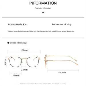 Gafas con Logotipo Personalizado, Montura Metálica Vintage, Anti Luz Azul, Cuadradas, Fotocromáticas, para Hombre y Mujer - Product Image 5