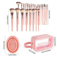 Ensemble de pinceaux de maquillage pour femme, best-seller, nouveau, 25 pièces, lot rose, toucher doux, poils végétariens, manche en bois, outils de maquillage pratiques pour les voyages
