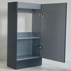 Meuble-lavabo PTB moderne demi-corrugué 390 à porte simple, à poser au sol, <span class=keywords><strong>gris</strong></span> noir forgé, pour salle de bain - Product Image 4