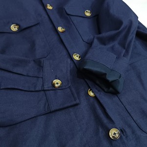 <span class=keywords><strong>Giacca</strong></span> Antivento <span class=keywords><strong>Blu</strong></span> Navy Personalizzata, <span class=keywords><strong>Camicia</strong></span> da Lavoro in Lino <span class=keywords><strong>e</strong></span> Cotone per Uomo, <span class=keywords><strong>Giacca</strong></span> da Carpentiere Casual Tinta Unita - Product Image 3