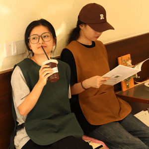 Tablier imperméable en coton, uniforme de travail de couleur unie, pour la cuisine, la restauration, le café, le thé au lait, les desserts, les salons de manucure - Product Image 2