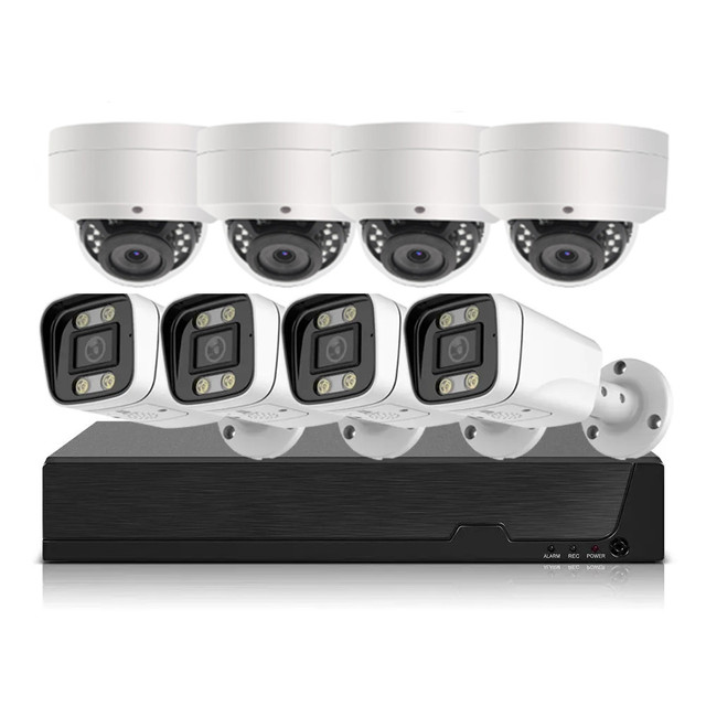 8CH H.265 4K 8MP PoE NVR System with 8pcs 8MP Outdoor Metal Camera with PoE IP Outdoor CCTV Dome Camera